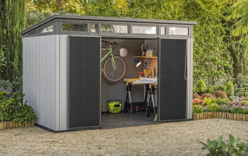 Online Artisan 11x7 Storage Shed - Grey Large Sheds