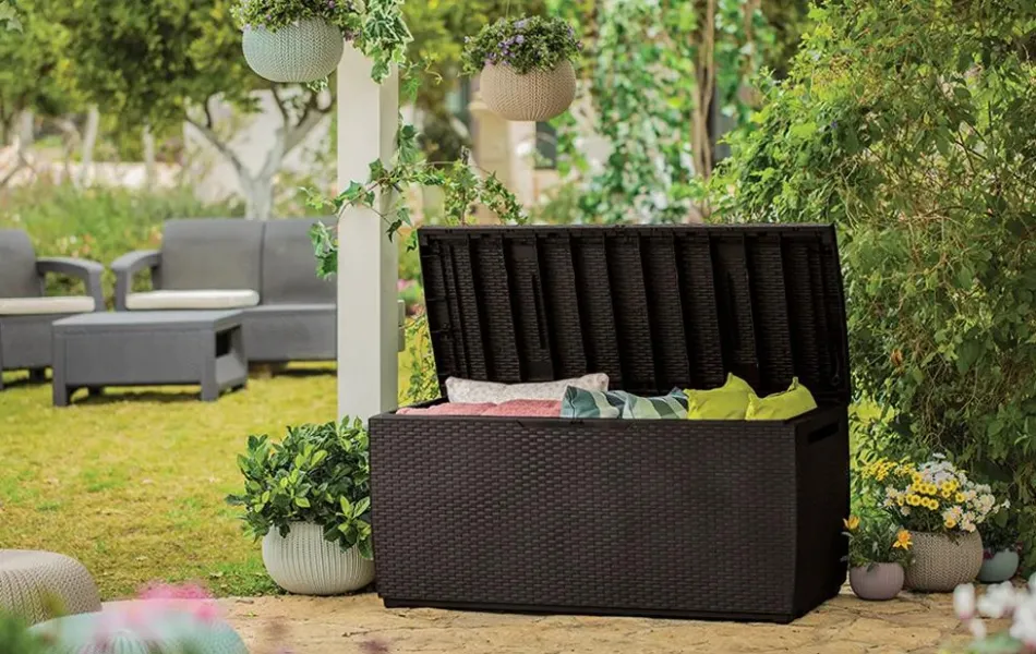 Hot Capri 80 Gallon Deck Box - Brown Small Deck Boxes