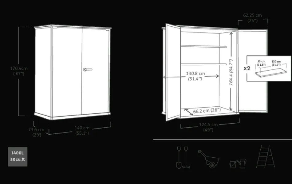 Discount Cortina Alto Storage Shed - Graphite Storage Cabinets & Shelving Units|Vertical Sheds
