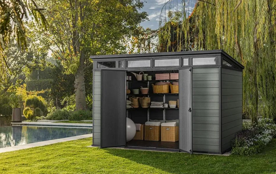 Online Cortina 11x7 Storage Shed - Green Large Sheds