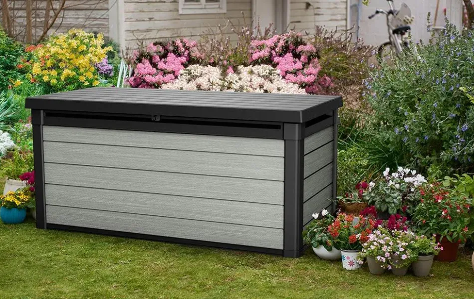 Hot Denali 150 Gallon Deck Box - Grey Large Deck Boxes