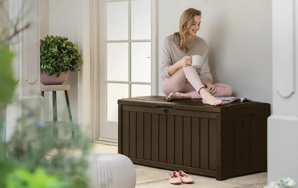 Glenwood 101 Gallon Deck Box - Brown Large Deck Boxes