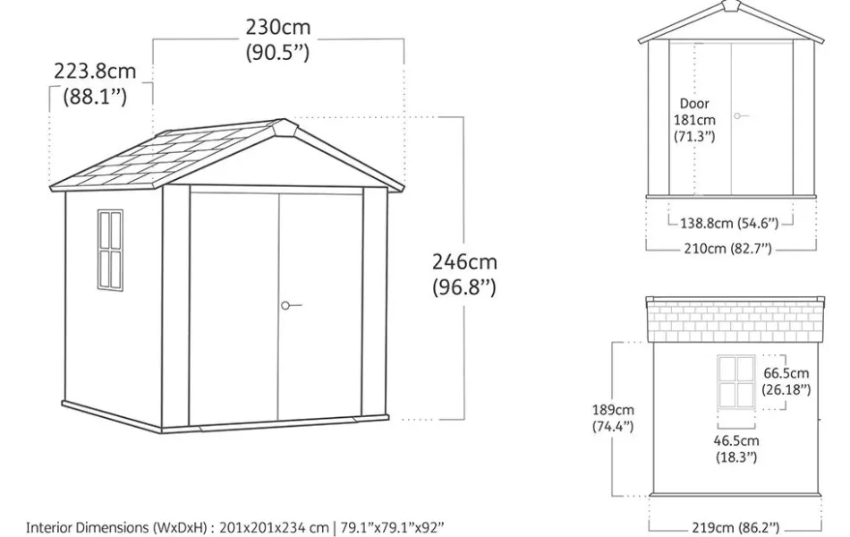 Clearance Newton Plus 7.5x7 Storage Shed - Graphite Medium Sheds