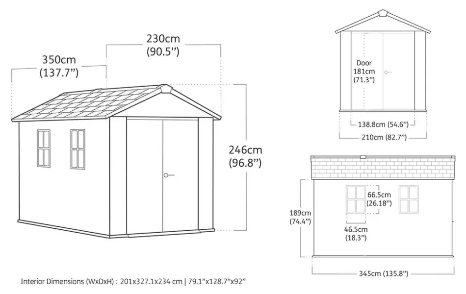 Clearance Newton Plus 7.5x11 Storage Shed - Graphite Large Sheds