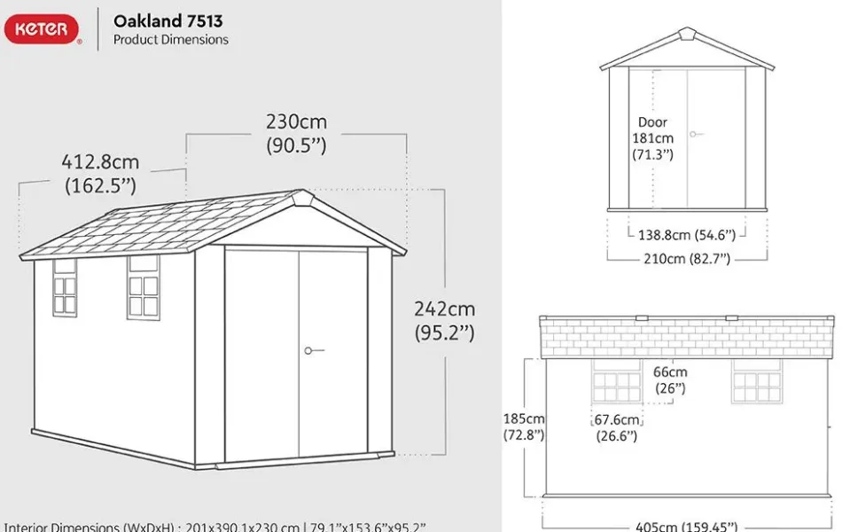 Sale Oakland 7.5x13 Storage Shed - Grey Large Sheds