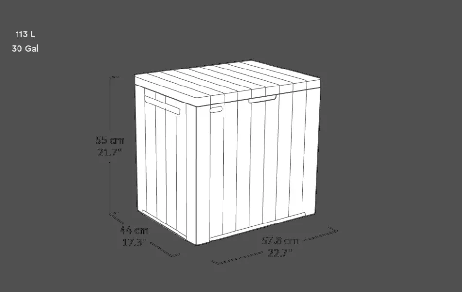 Clearance Signature 30 Gallon Deck Box - Walnut Brown Small Deck Boxes