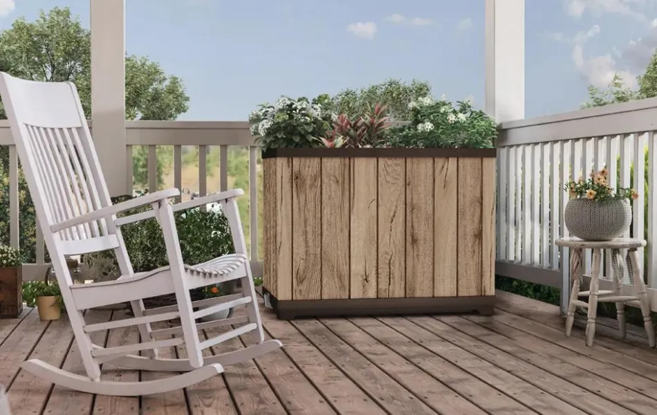 Signature Rectangular Tall Planter - Pine Brown Planters