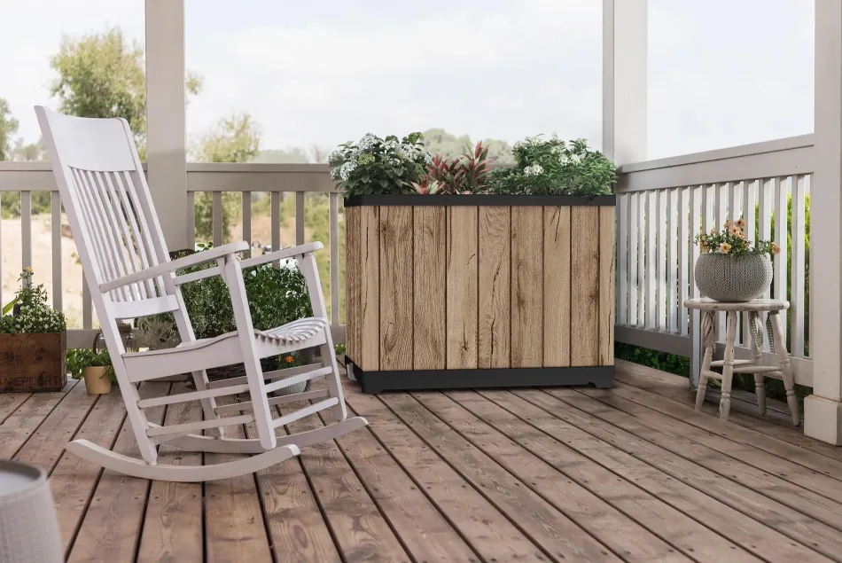 Signature Rectangular Tall Planter - Pine Brown Planters