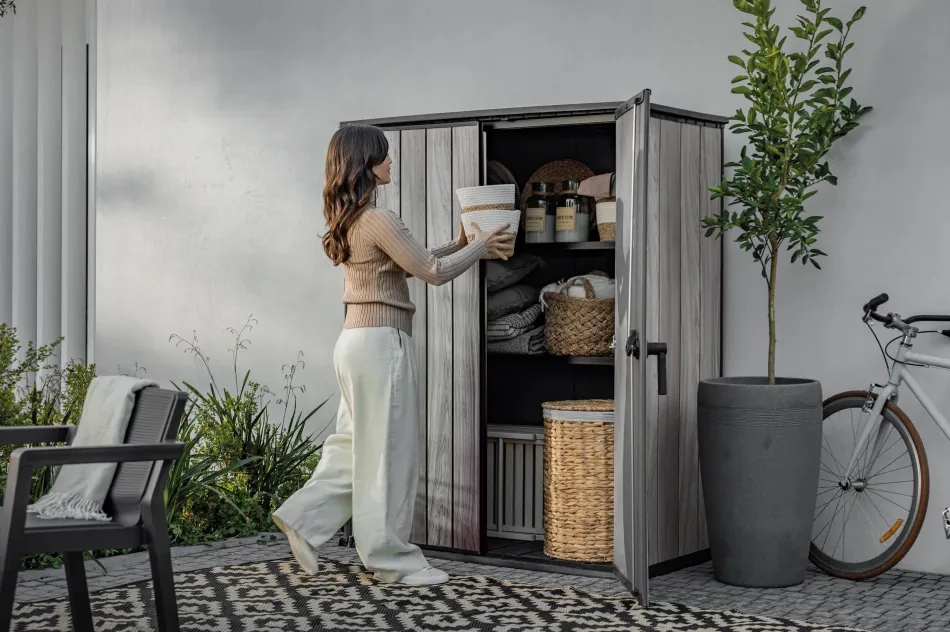 Signature Vertical Storage Shed - Storm Grey Storage Cabinets & Shelving Units|Vertical Sheds