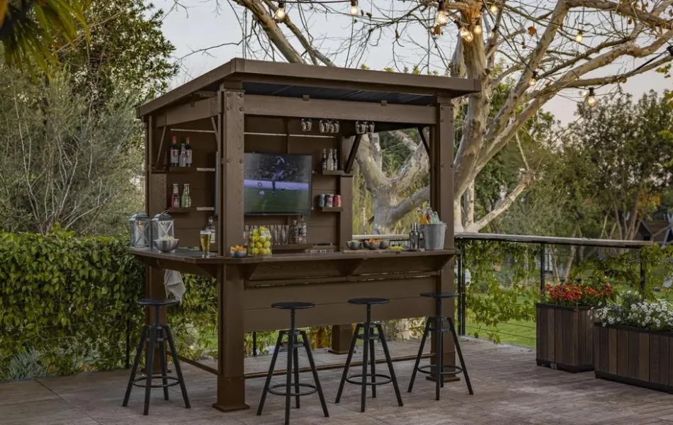Outlet Signature 7.5x6.5 Bar Gazebo - Pine Brown Gazebos