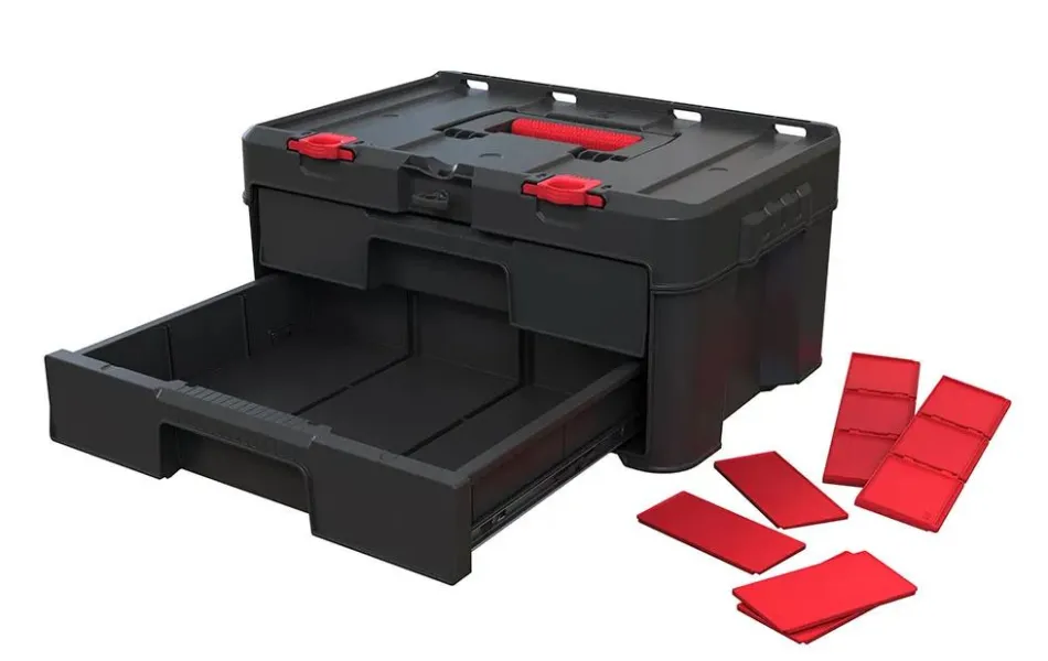 Stack & Roll 2 Drawer Tool Box - Black Tool Storage
