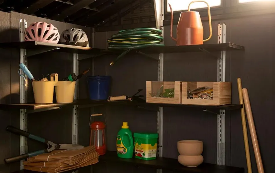 Storage Shed Shelf Kit 40 Inch - Black Shed Shelving & Accessories