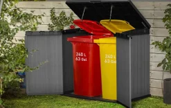 Store-It-Out Darwin Storage Shed - Graphite Trash Can Storage Sheds|Horizontal Sheds