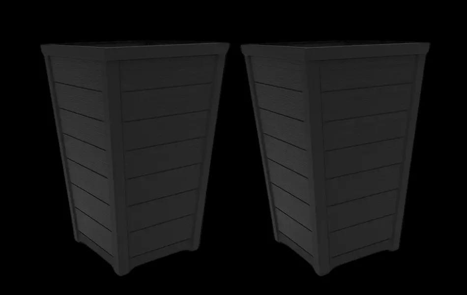Discount Tapered Wood Look Planter Set of 2 - Graphite Planters